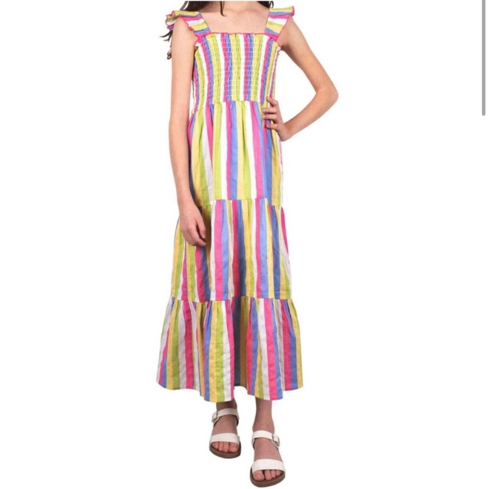 Zunie Girl Floral A-Line Ruffled Sleeve Long Dress Medium 7/8